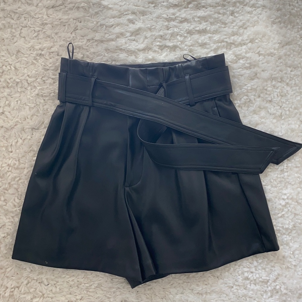 ZARA PAPER BAG LEATHER SHORTS